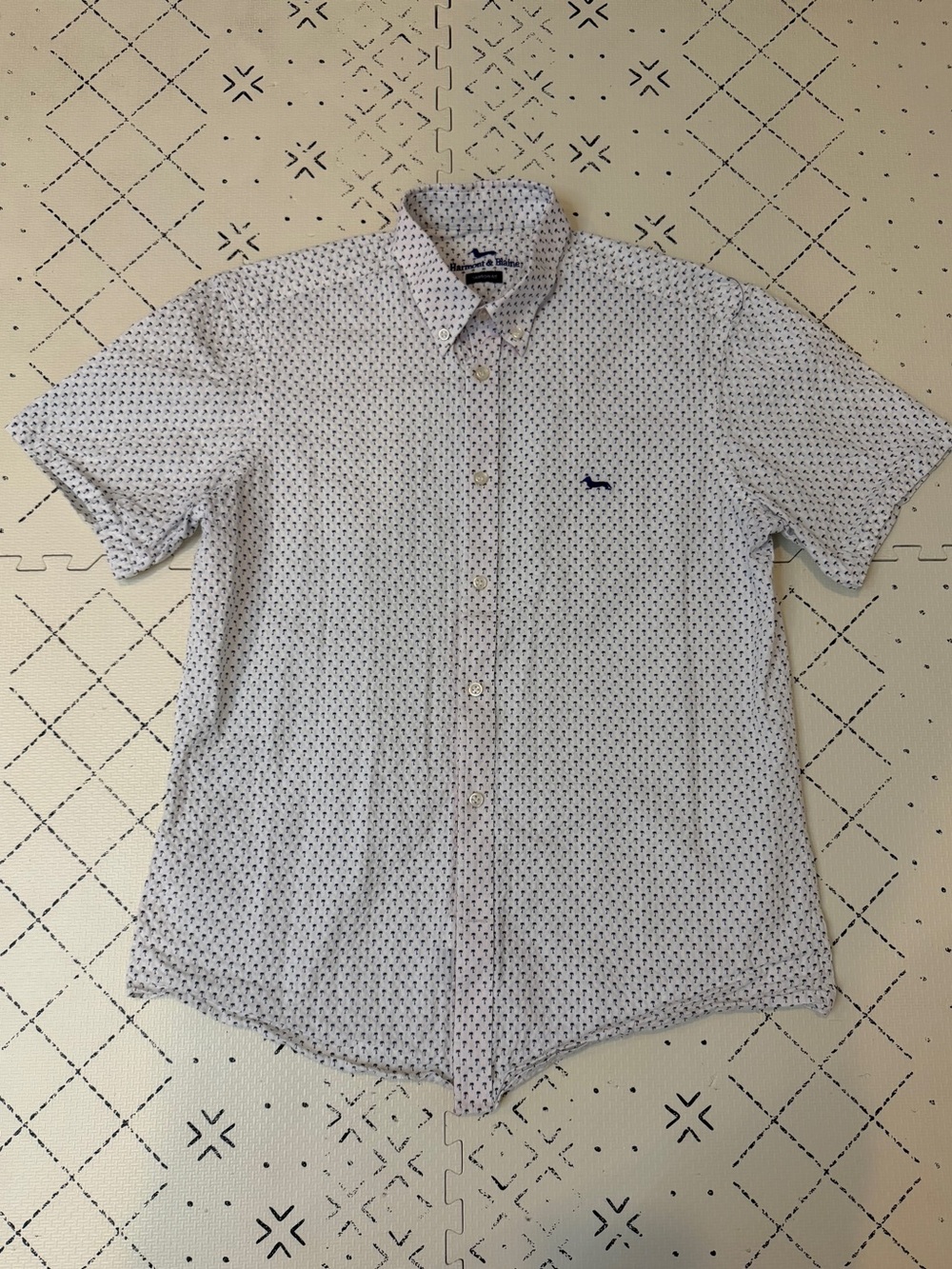 Harmont & Blaine Palm Tree Print short sleeve button down shirt XL narrow fit